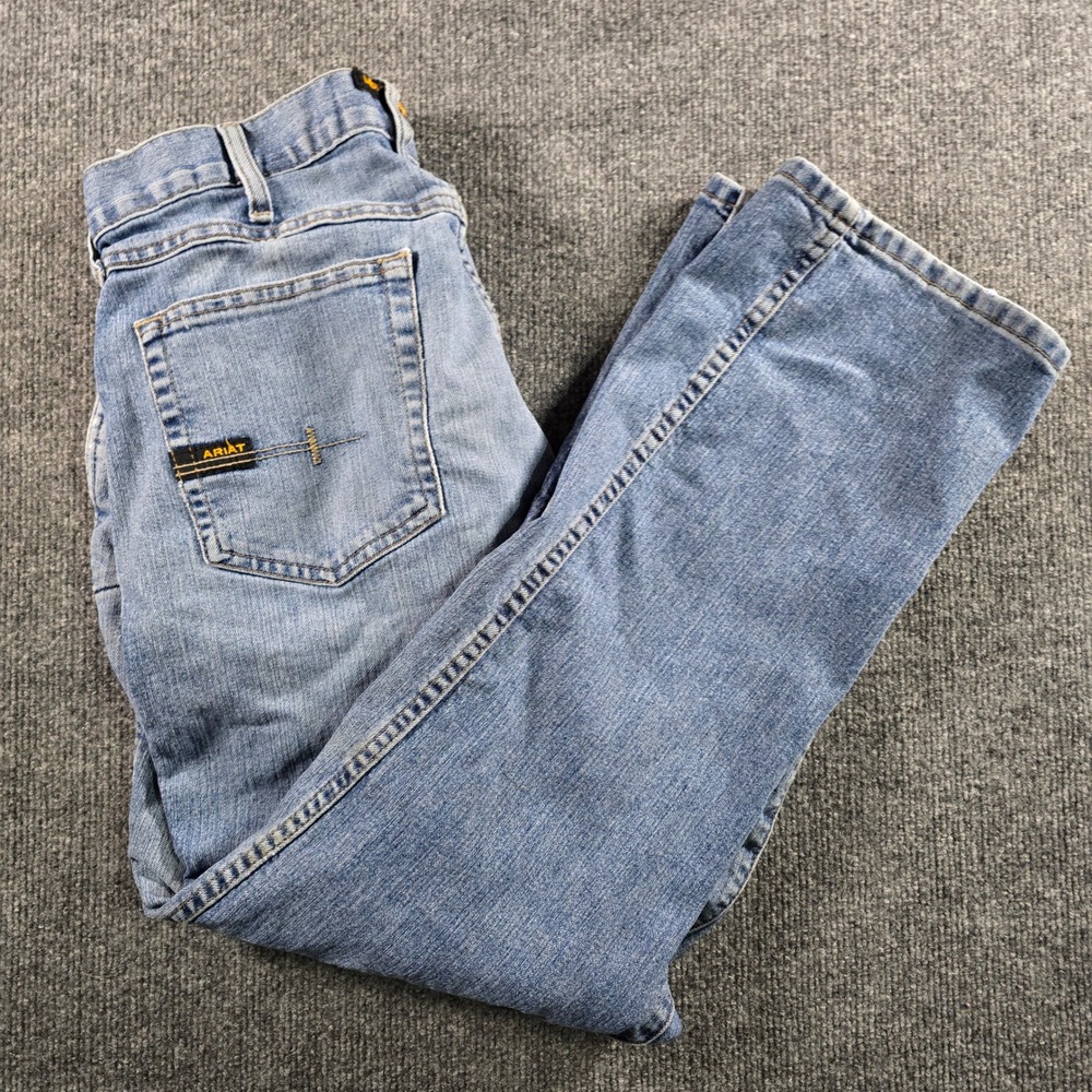 Ariat Rebar M4 Low Rise Boot Cut Jeans Mens 32x32 Light Wash Denim Work Pants